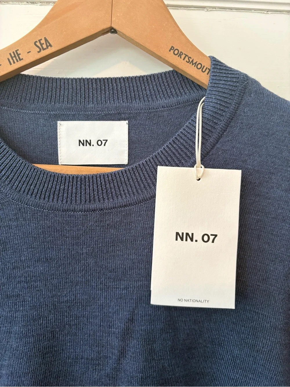 NWT NN.07 Classic Crewneck Sweater in Denim Blue $225